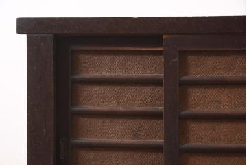 アンティーク家具　明治期　和製アンティーク　横桟が和の風情漂う三尺水屋箪笥(収納棚、戸棚、キャビネット)(R-037281)