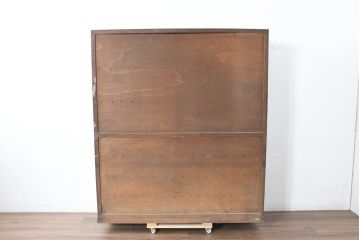 アンティーク家具　収納力抜群　16杯の引き出しが付いたガラス戸棚(収納棚)(R-037286)