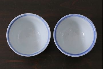 アンティーク雑貨　江戸期　伊万里　染付蕎麦猪口2個セット(向付)(R-037290)