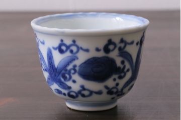 アンティーク雑貨　江戸期　伊万里　染付蕎麦猪口2個セット(向付)(R-037290)