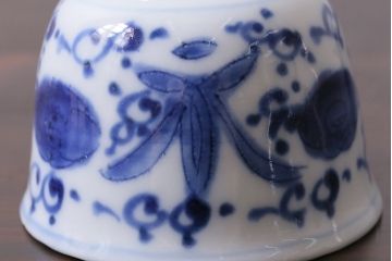 アンティーク雑貨　江戸期　伊万里　染付蕎麦猪口2個セット(向付)(R-037290)