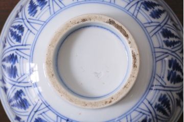 アンティーク雑貨　古民具・骨董　味のある絵柄の蓋茶碗3客セット(和食器)(R-037291)