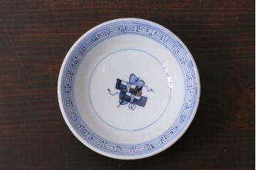 アンティーク雑貨　古民具・骨董　味のある絵柄の蓋茶碗3客セット(和食器)(R-037291)