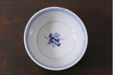 アンティーク雑貨　古民具・骨董　味のある絵柄の蓋茶碗2客セット(和食器)(R-037292)
