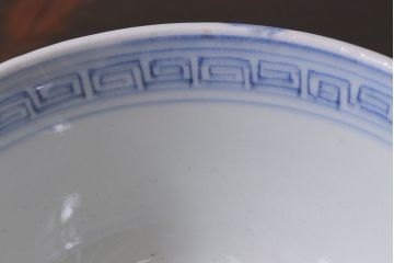 アンティーク雑貨　古民具・骨董　味のある絵柄の蓋茶碗2客セット(和食器)(R-037292)