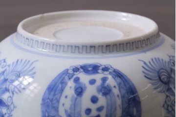 アンティーク雑貨　江戸期　古伊万里　染付　雲龍文　深鉢(深皿)(R-037294)