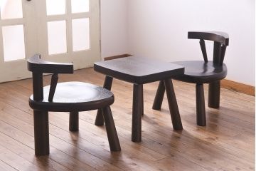 中古　日本製　オーク材　カントリースタイルにぴったりなつくりの良いスツール(椅子、イス、飾り棚、花台、サイドテーブル)(R-037297)