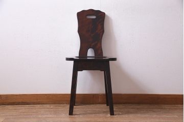 中古　伝統民芸家具　神居民芸　気品漂う和モダンなチェア(椅子、板座チェア)(R-037300)