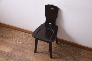 中古　伝統民芸家具　神居民芸　気品漂う和モダンなチェア(椅子、板座チェア)(R-037300)