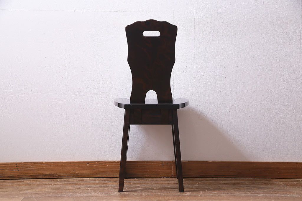 中古　伝統民芸家具　神居民芸　気品漂う和モダンなチェア(椅子、板座チェア)(R-037300)