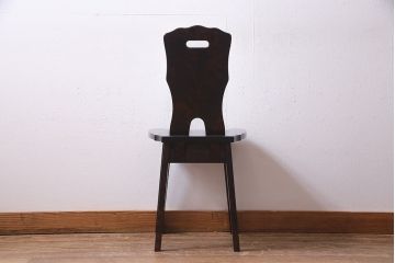 中古　伝統民芸家具　神居民芸　気品漂う和モダンなチェア(椅子、板座チェア)(R-037300)