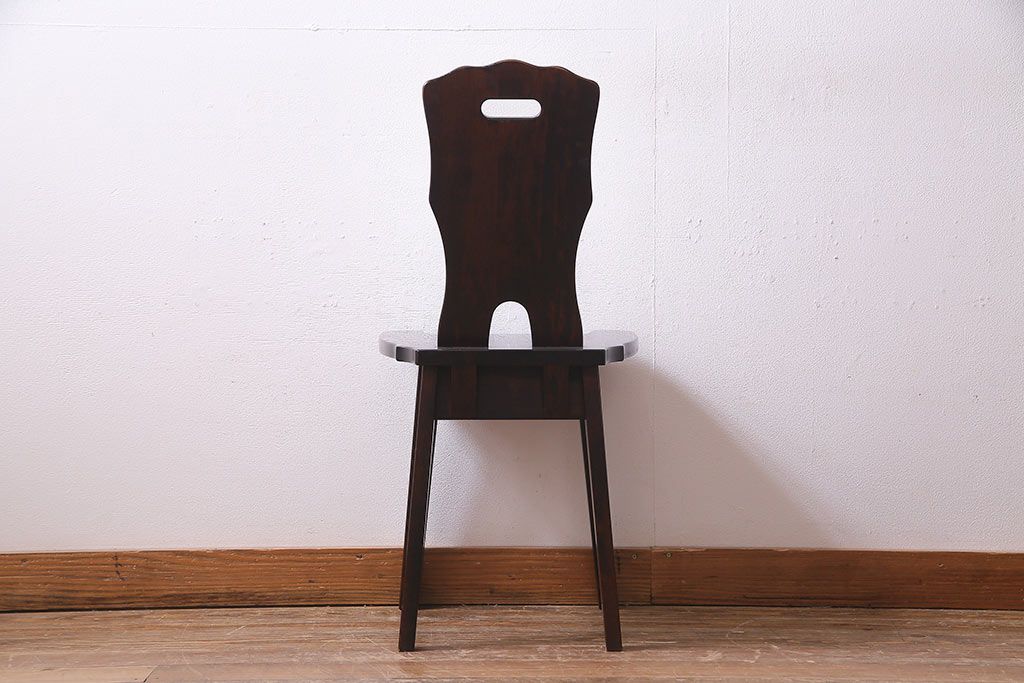 中古　伝統民芸家具　神居民芸　気品漂う和モダンなチェア(椅子、板座チェア)(R-037301)