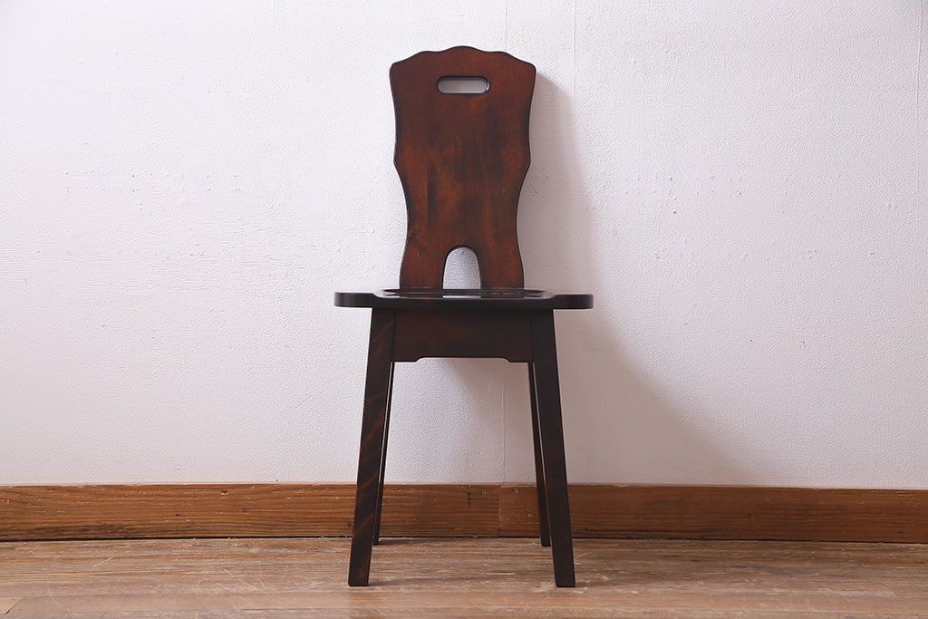 中古　伝統民芸家具　神居民芸　気品漂う和モダンなチェア(椅子、板座チェア)(R-037302)