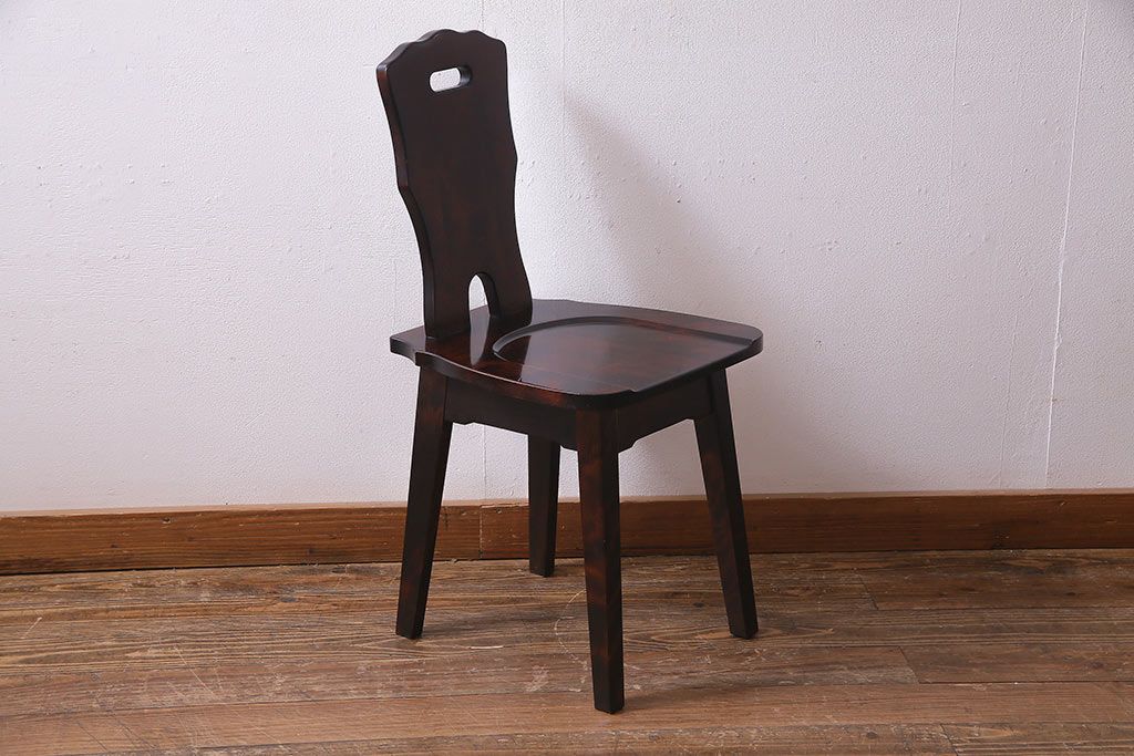 中古　伝統民芸家具　神居民芸　気品漂う和モダンなチェア(椅子、板座チェア)(R-037302)