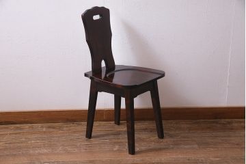 中古　伝統民芸家具　神居民芸　気品漂う和モダンなチェア(椅子、板座チェア)(R-037302)