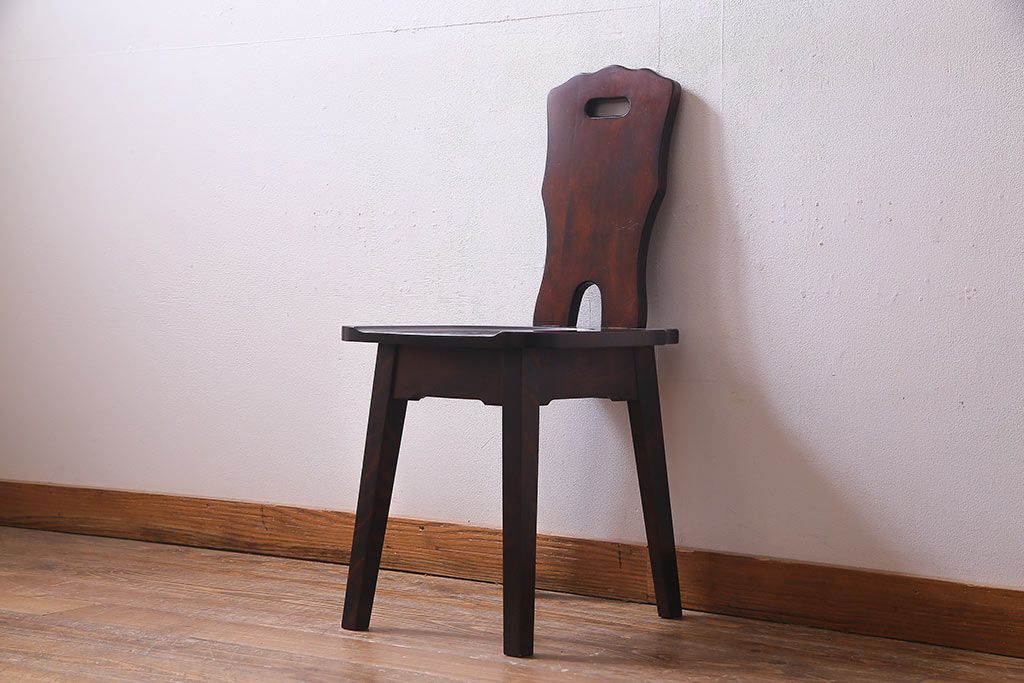 中古　伝統民芸家具　神居民芸　気品漂う和モダンなチェア(椅子、板座チェア)(R-037302)