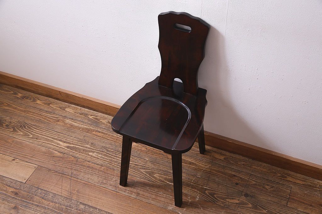 中古　伝統民芸家具　神居民芸　気品漂う和モダンなチェア(椅子、板座チェア)(R-037302)