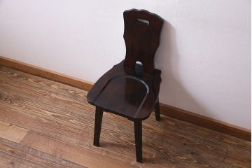 中古　伝統民芸家具　神居民芸　気品漂う和モダンなチェア(椅子、板座チェア)(R-037302)