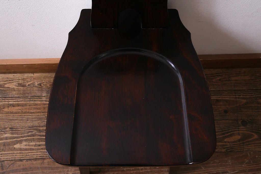 中古　伝統民芸家具　神居民芸　気品漂う和モダンなチェア(椅子、板座チェア)(R-037302)