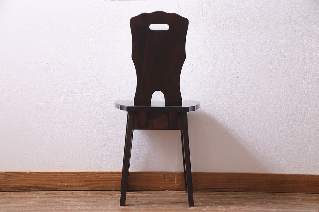 中古　伝統民芸家具　神居民芸　気品漂う和モダンなチェア(椅子、板座チェア)(R-037302)