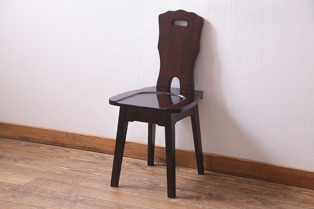 中古　伝統民芸家具　神居民芸　気品漂う和モダンなチェア(椅子、板座チェア)(R-037303)