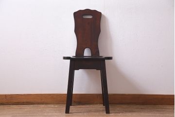 中古　伝統民芸家具　神居民芸　気品漂う和モダンなチェア(椅子、板座チェア)(R-037303)