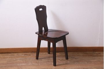中古　伝統民芸家具　神居民芸　気品漂う和モダンなチェア(椅子、板座チェア)(R-037303)