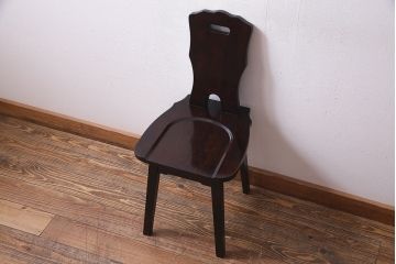 中古　伝統民芸家具　神居民芸　気品漂う和モダンなチェア(椅子、板座チェア)(R-037303)