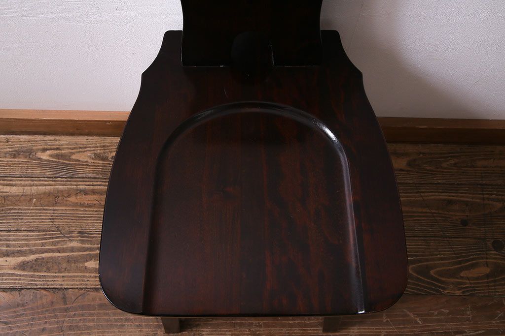 中古　伝統民芸家具　神居民芸　気品漂う和モダンなチェア(椅子、板座チェア)(R-037303)