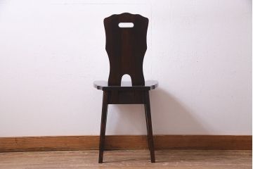 中古　伝統民芸家具　神居民芸　気品漂う和モダンなチェア(椅子、板座チェア)(R-037303)