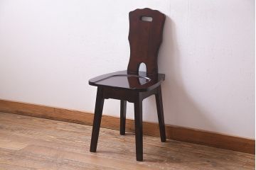 中古　伝統民芸家具　神居民芸　気品漂う和モダンなチェア(椅子、板座チェア)(R-037303)