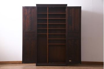 中古　北海道民芸家具　ハンガーパイプ付　OM176玄関棚(下駄箱、キャビネット、収納棚)(定価約29万円)(R-037306)