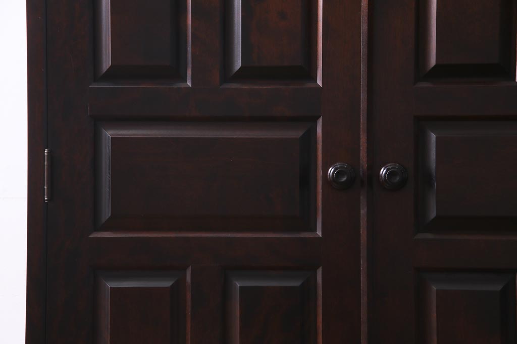 中古　北海道民芸家具　ハンガーパイプ付　OM176玄関棚(下駄箱、キャビネット、収納棚)(定価約29万円)(R-037306)