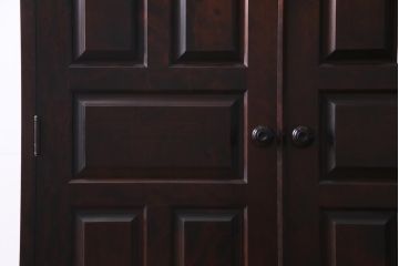 中古　北海道民芸家具　ハンガーパイプ付　OM176玄関棚(下駄箱、キャビネット、収納棚)(定価約29万円)(R-037306)