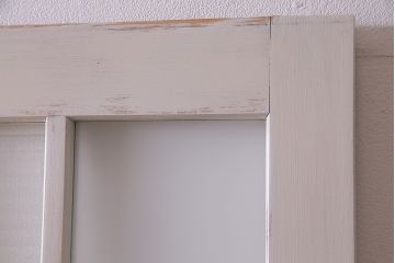 アンティーク建具　ペイント建具　ダイヤガラス・モールガラス・すりガラス入り　モダンな印象与えるガラス戸2枚セット(建具、引き戸)