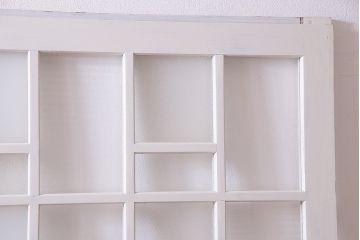 アンティーク建具　ペイント建具　ダイヤガラス・モールガラス・すりガラス入り　モダンな印象与えるガラス戸2枚セット(建具、引き戸)