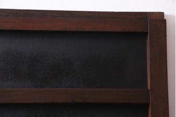 アンティーク建具　枠組みケヤキ材　鉄板付き　使い込まれた渋さが魅力的な鉄扉(蔵戸、引き戸、玄関戸)(R-037309)