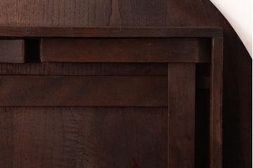 レトロ家具　昭和レトロ　栓材　渋みのある懐かしい雰囲気の丸ちゃぶ台(折り畳み式テーブル、ローテーブル)(R-037312)