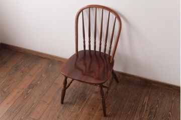 ビンテージ家具　柏木工(カシワ、KASHIWA)　カバ材　飴色の艶と質感が品のあるチェア(ダイニングチェア、ウィンザーチェア、ウインザーチェア)(R-037317)