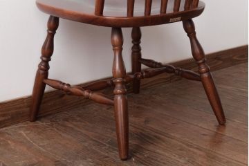 ビンテージ家具　柏木工(カシワ、KASHIWA)　カバ材　飴色の艶と質感が品のあるチェア(ダイニングチェア、ウィンザーチェア、ヴィンテージ、ウインザーチェア)(R-037319)