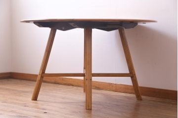 ヴィンテージ家具　英国イギリスビンテージ　ERCOL(アーコール)　オーク材製ダイニングテーブル(バタフライテーブル、エクステンションテーブル)(R-037321)