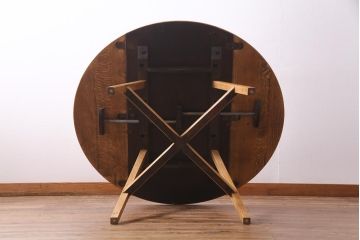 ヴィンテージ家具　英国イギリスビンテージ　ERCOL(アーコール)　オーク材製ダイニングテーブル(バタフライテーブル、エクステンションテーブル)(R-037321)