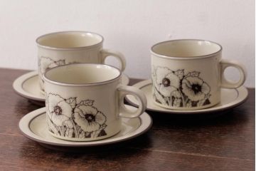 イギリスビンテージ　HORNSEA(ホーンジー)　Cornrose(コーンローズ)　カップ&ソーサー3客セット(R-037323)