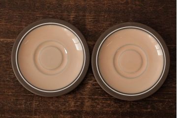 ヴィンテージ雑貨　イギリスビンテージ　HORNSEA(ホーンジー)　CORAL(コーラル)　カップ&ソーサー2客セット(洋食器)(R-037328)
