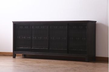 ラフジュ工房オリジナル　アンティーク建具リメイク　和モダンな脚付サイドボード(書院戸、組子、キャビネット)(R-037329)