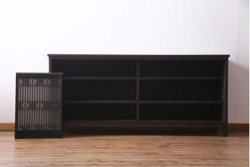 ラフジュ工房オリジナル　アンティーク建具リメイク　和モダンな脚付サイドボード(書院戸、組子、キャビネット)(R-037329)
