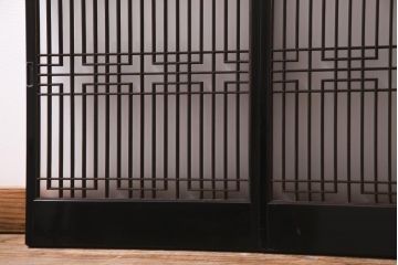 ラフジュ工房オリジナル　アンティーク建具リメイク　和モダンな脚付サイドボード(書院戸、組子、キャビネット)(R-037329)