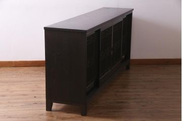 ラフジュ工房オリジナル　アンティーク建具リメイク　和モダンな脚付サイドボード(書院戸、組子、キャビネット)(R-037329)