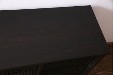 ラフジュ工房オリジナル　アンティーク建具リメイク　和モダンな脚付サイドボード(書院戸、組子、キャビネット)(R-037329)