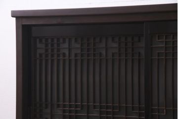 ラフジュ工房オリジナル　アンティーク建具リメイク　和モダンな脚付サイドボード(書院戸、組子、キャビネット)(R-037329)